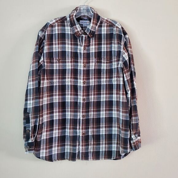 CARHARTT Men's Button Down Shirt Relaxed Fit  Size XL Plaid Frannel Shacket - Picture 1 of 5
